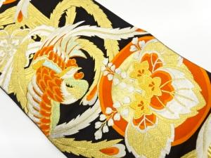 鳳凰に華文・亀甲・丸・桐模様織出し袋帯